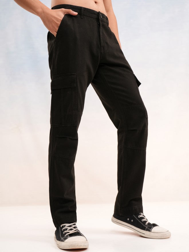Highlander Men Black Straight Fit Solid Cargo - Black - Image 6