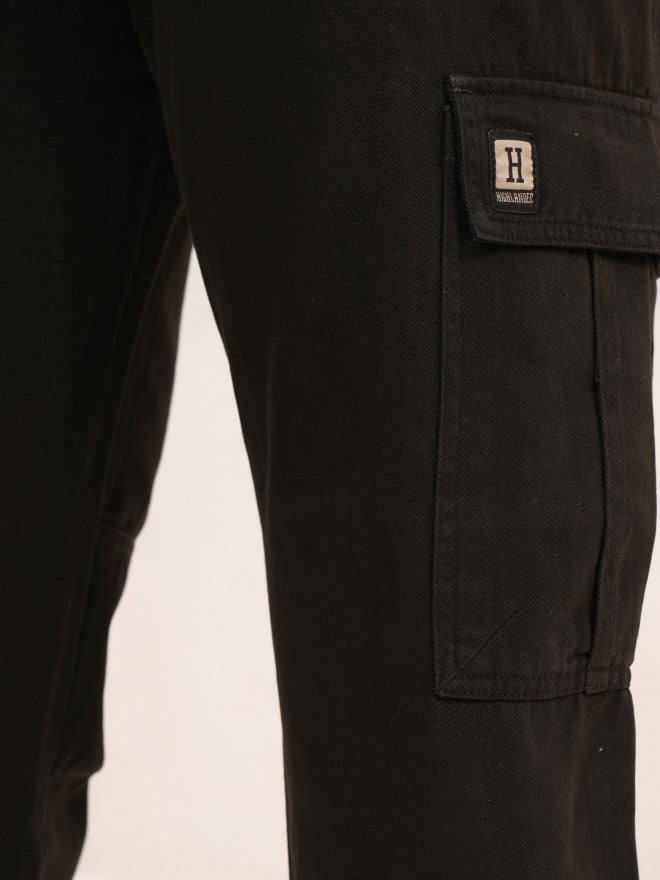 Highlander Men Black Straight Fit Solid Cargo - Black - Image 7