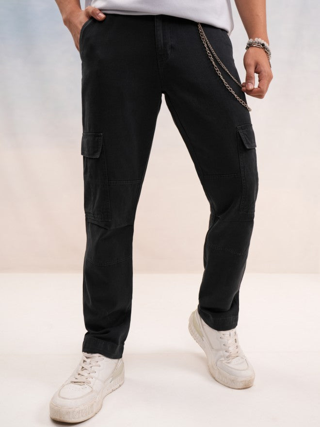 Highlander Men Black Straight Fit Solid Cargo - Black - Image 1