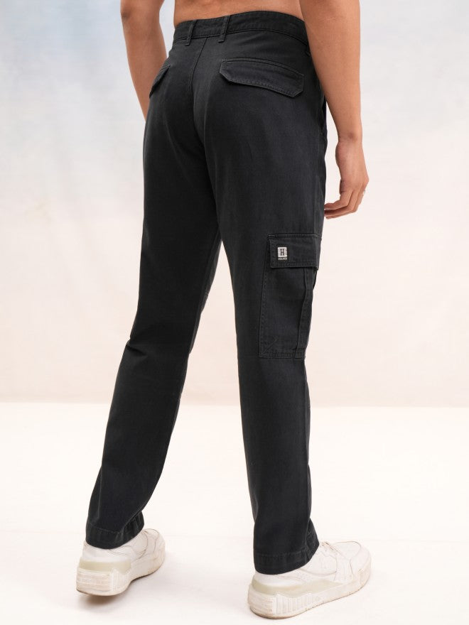 Highlander Men Black Straight Fit Solid Cargo - Black - Image 3