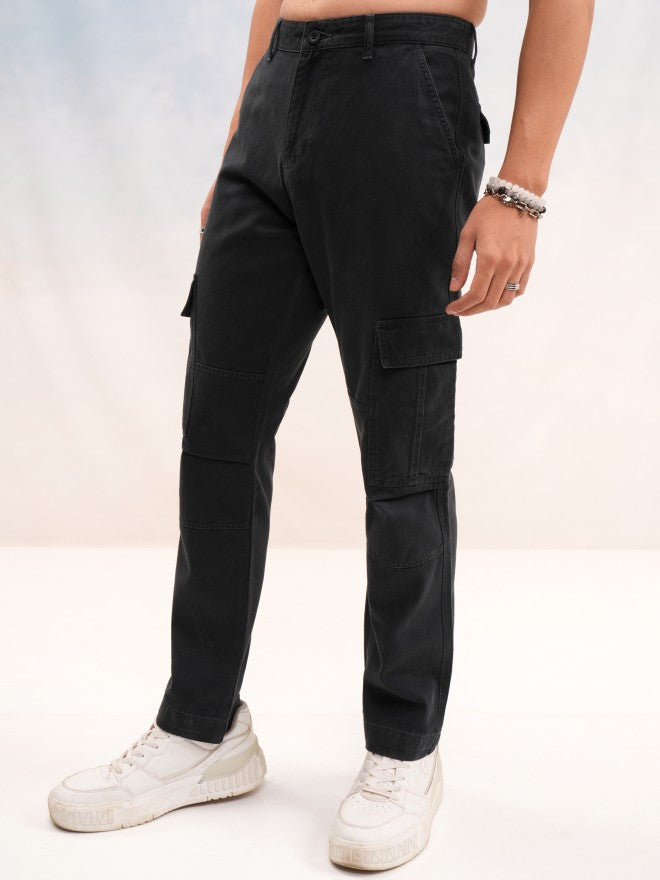 Highlander Men Black Straight Fit Solid Cargo - Black - Image 4