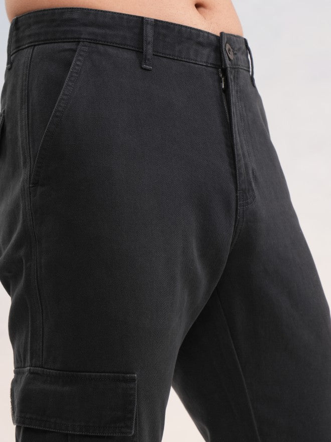 Highlander Men Black Straight Fit Solid Cargo - Black - Image 5
