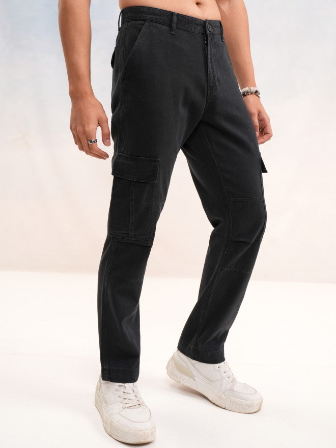 Highlander Men Black Straight Fit Solid Cargo - Black - Image 6