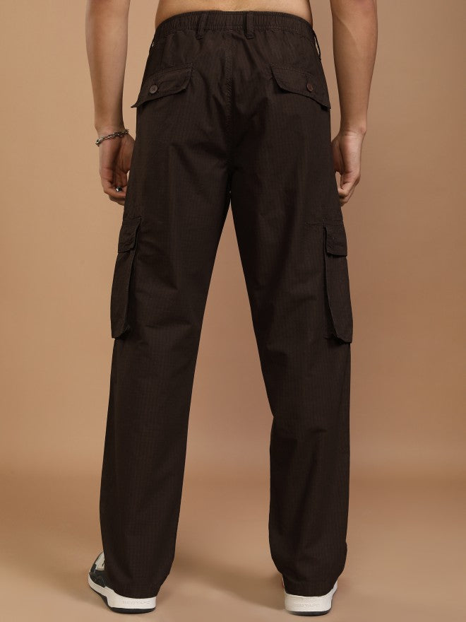 Highlander Men Brown Straight Fit Solid Cargo - Brown - Image 3