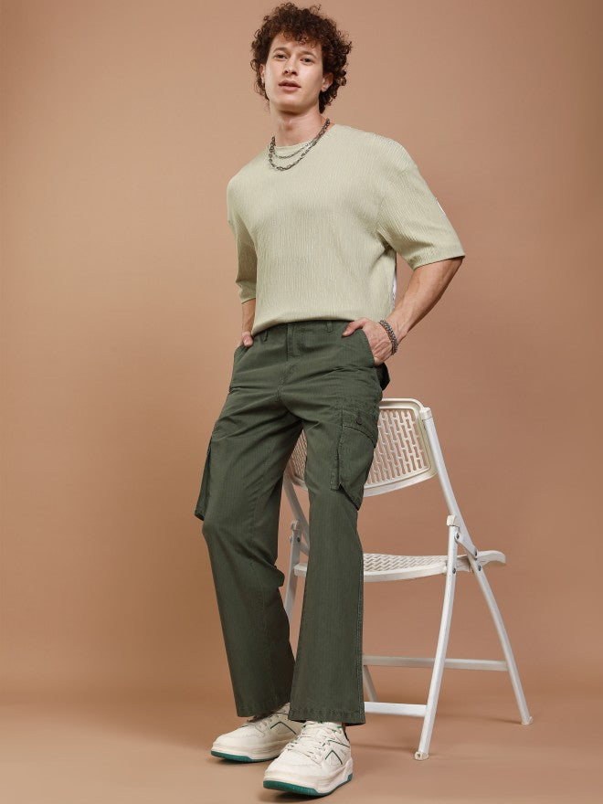 Highlander Men Green Straight Fit Solid Cargo - Green - Image 2