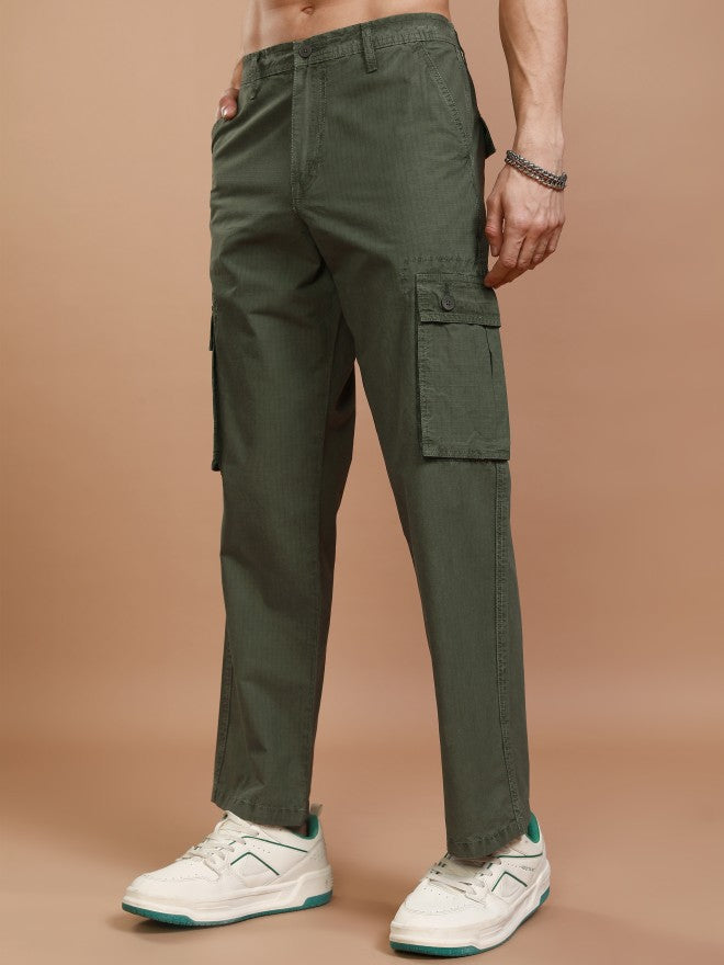Highlander Men Green Straight Fit Solid Cargo - Green - Image 4