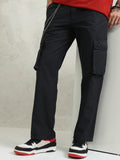 Highlander Men Black Straight Fit Solid Cargos - Black - Image 1