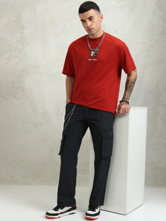Highlander Men Black Straight Fit Solid Cargos - Black - Image 2