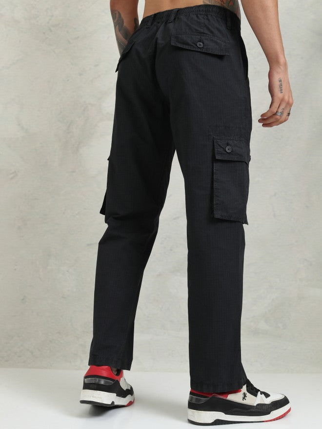 Highlander Men Black Straight Fit Solid Cargos - Black - Image 3