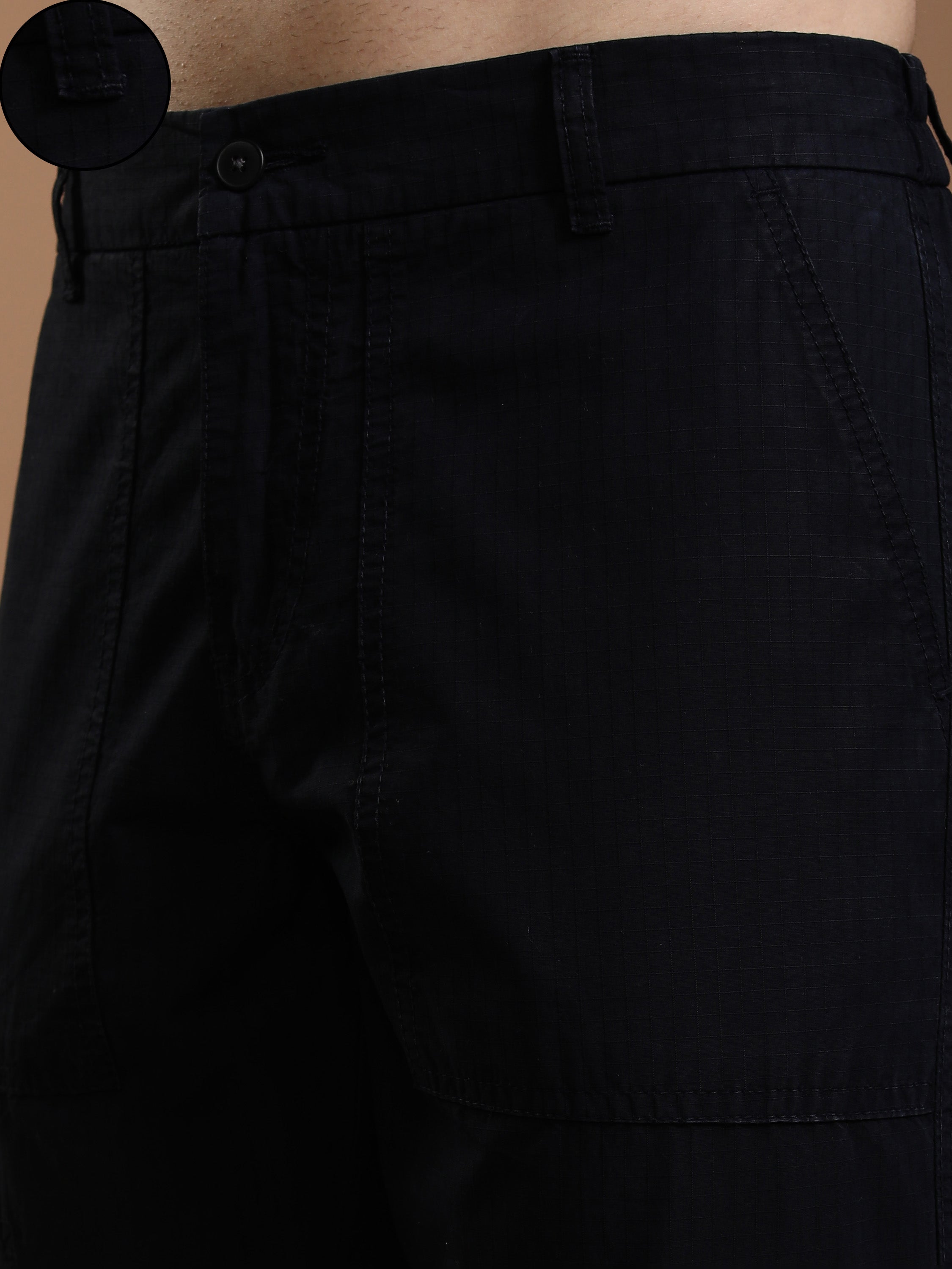 Highlander Men Blue Solid Straight Fit Cargos - Blue - Image 5