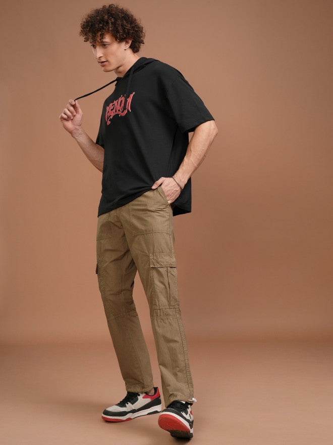 Highlander Men Brown Straight Fit Solid Cargo - Brown - Image 2