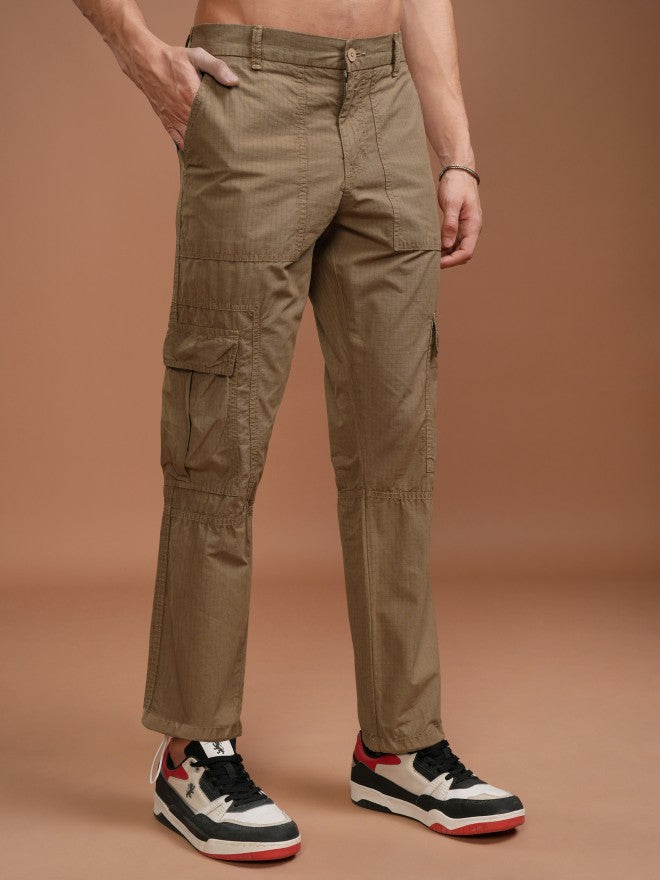 Highlander Men Brown Straight Fit Solid Cargo - Brown - Image 6