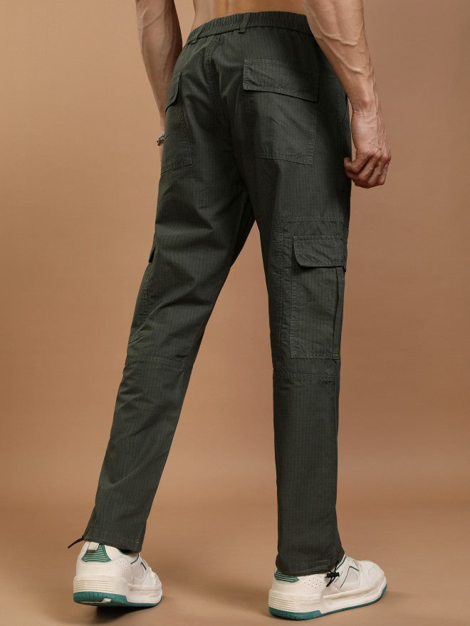 Highlander Men Olive Straight Fit Solid Cargos - Olive - Image 3