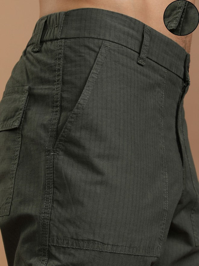 Highlander Men Olive Straight Fit Solid Cargos - Olive - Image 5