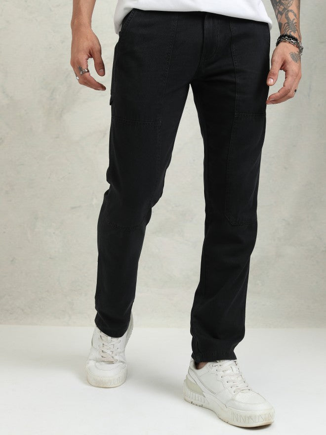 Highlander Men Black Straight Fit Solid Cargo - Black - Image 1
