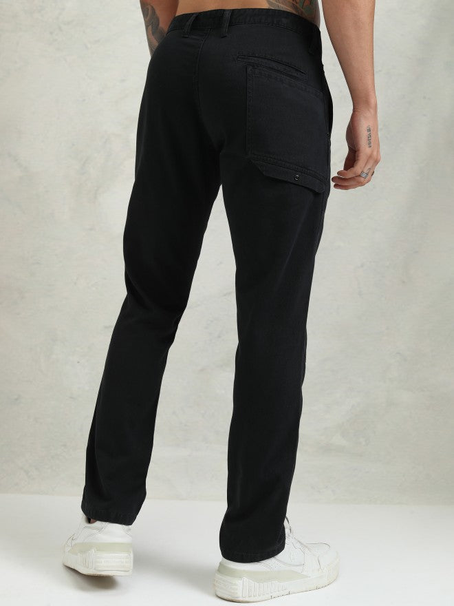Highlander Men Black Straight Fit Solid Cargo - Black - Image 3