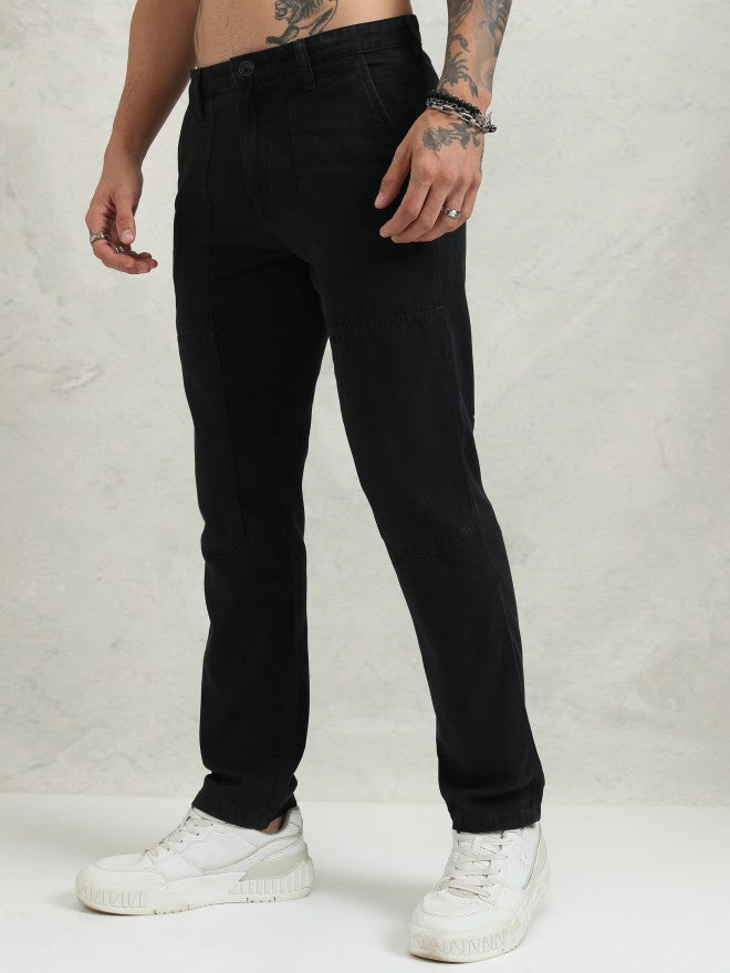 Highlander Men Black Straight Fit Solid Cargo - Black - Image 4