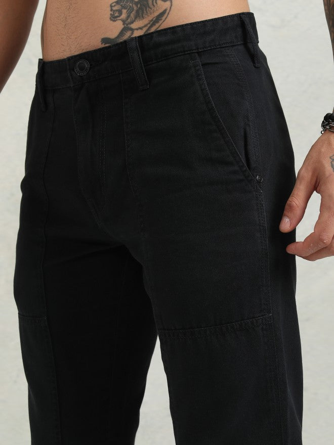 Highlander Men Black Straight Fit Solid Cargo - Black - Image 5