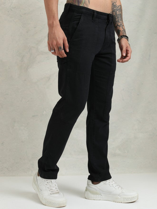 Highlander Men Black Straight Fit Solid Cargo - Black - Image 6