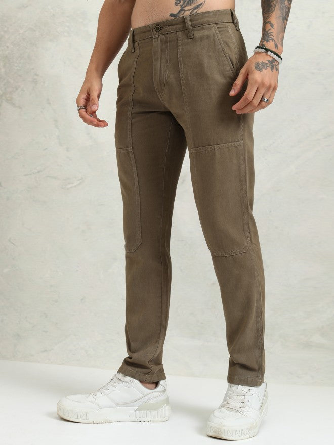 Highlander Men Green Straight Fit Solid Cargo - Green - Image 4