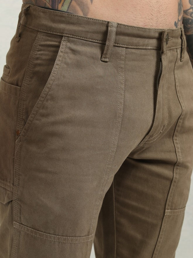 Highlander Men Green Straight Fit Solid Cargo - Green - Image 5