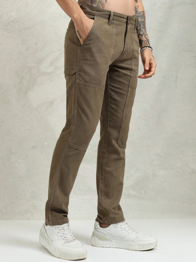 Highlander Men Green Straight Fit Solid Cargo - Green - Image 6