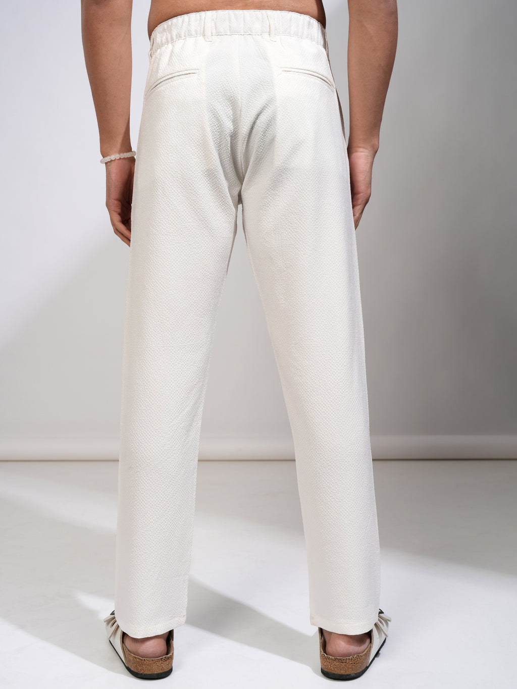 Highlander Men White Slim Fit Solid Casual Trouser - White - Image 3