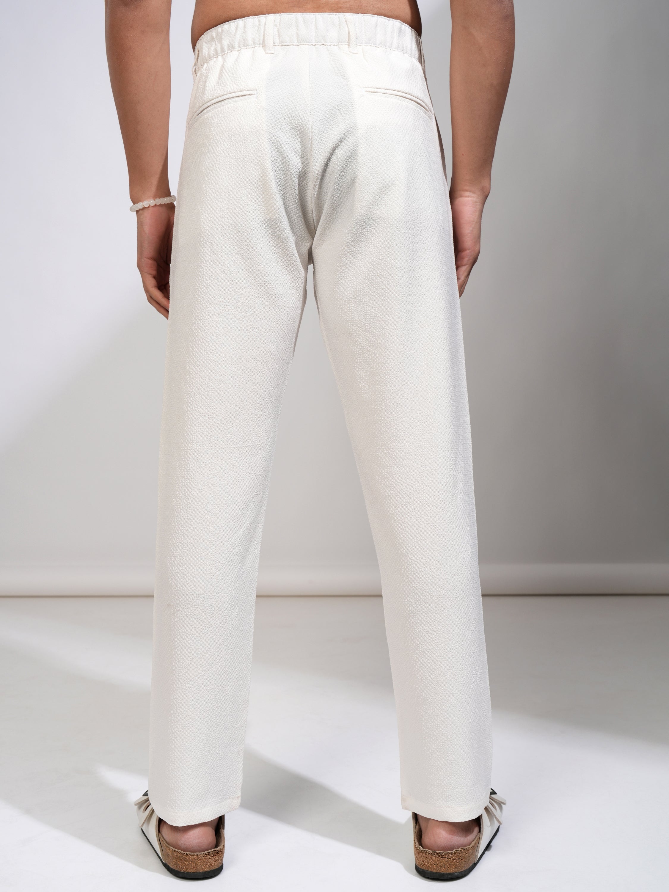 Highlander Men White Slim Fit Solid Casual Trouser - White - Image 3