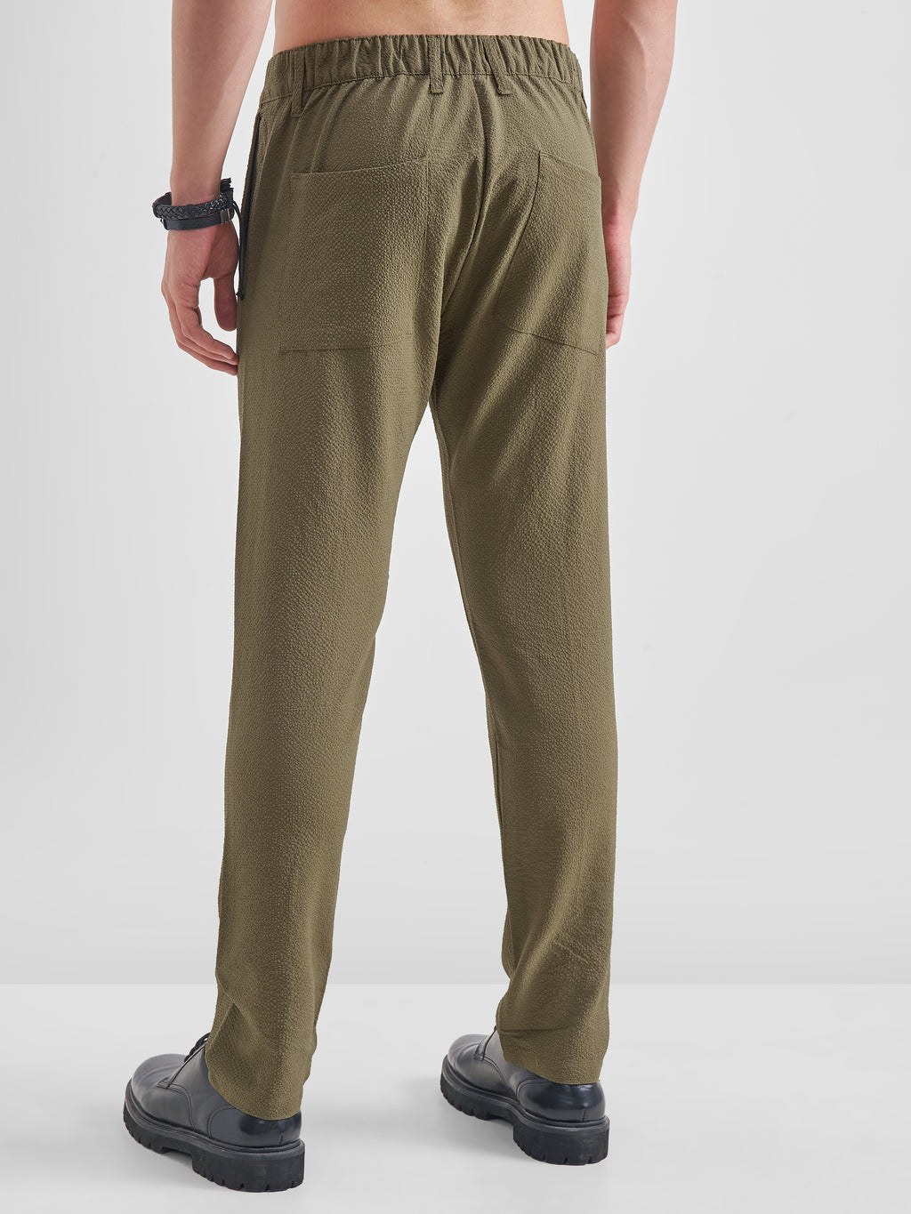 Highlander Men Green Relaxed Fit Solid Regular Trouser - Green - Image 3