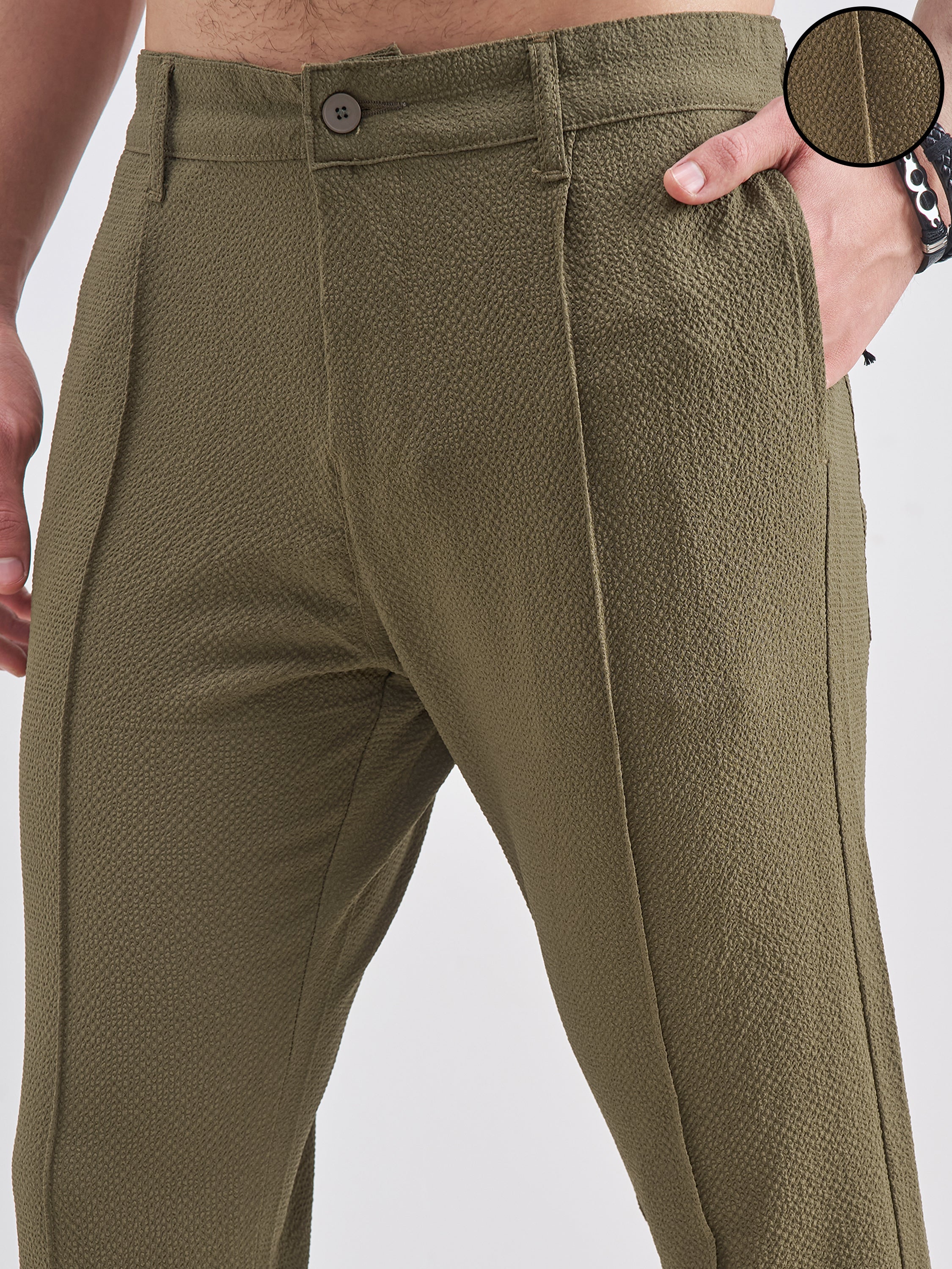 Highlander Men Green Relaxed Fit Solid Regular Trouser - Green - Image 5
