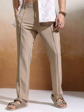Highlander Men White Slim Fit Textured Casual Trouser - White - Image 1