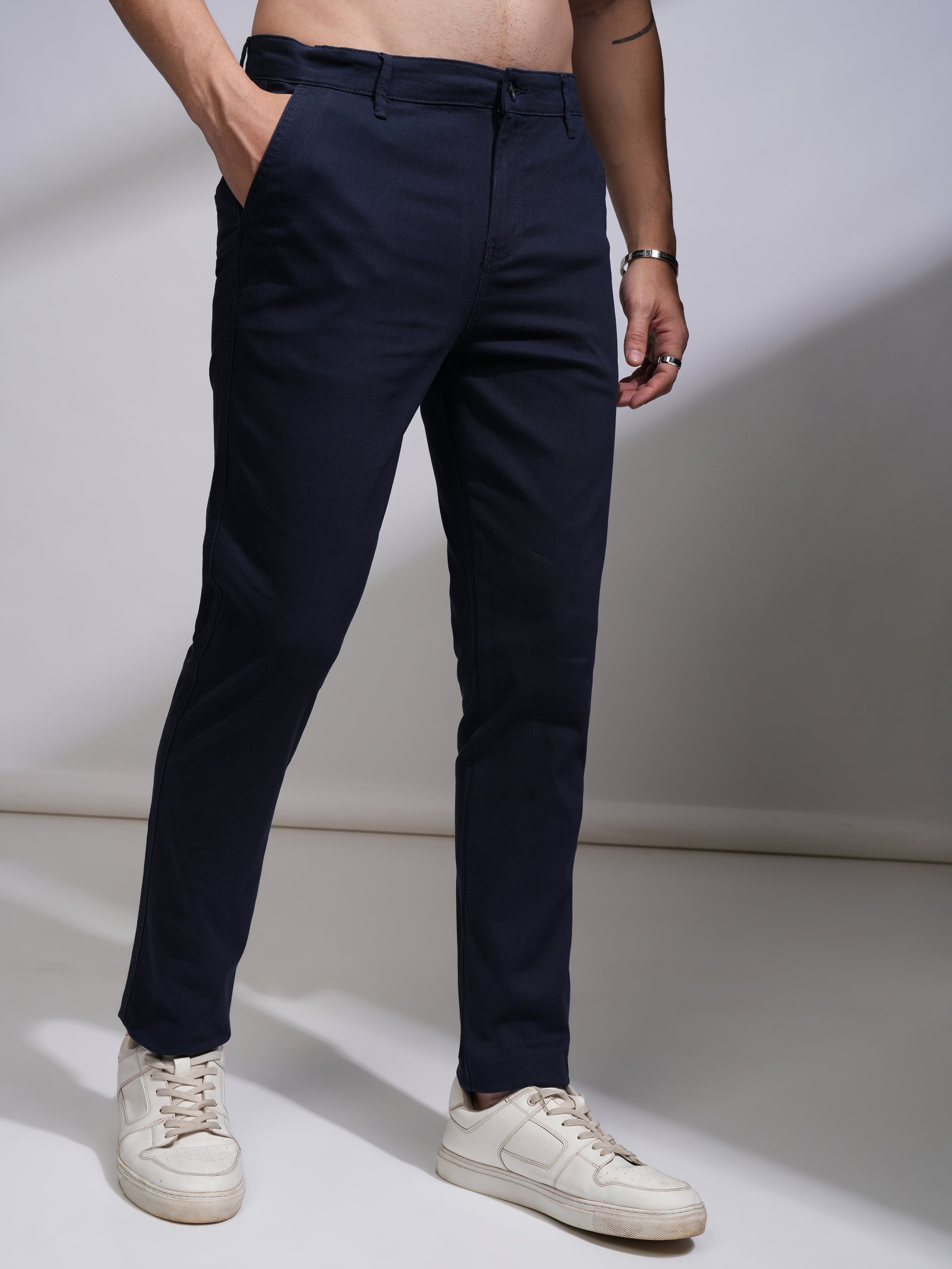 Highlander Men Blue Slim Fit Solid Chinos - Blue - Image 6