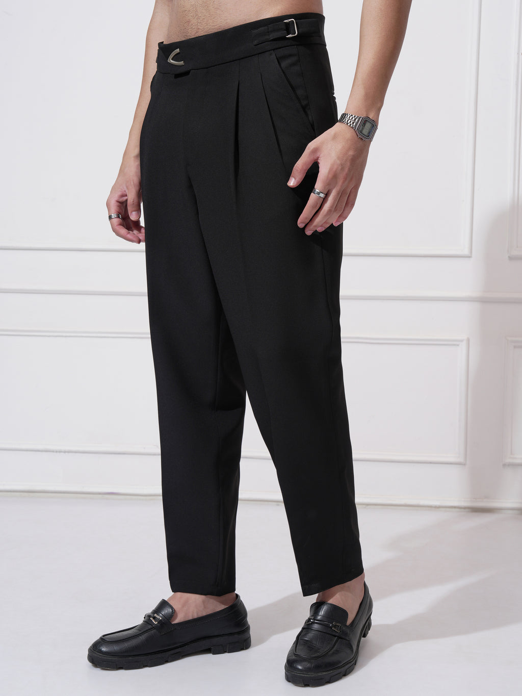 Highlander Men Black Regular Fit Solid Casual Trouser - Black - Image 4