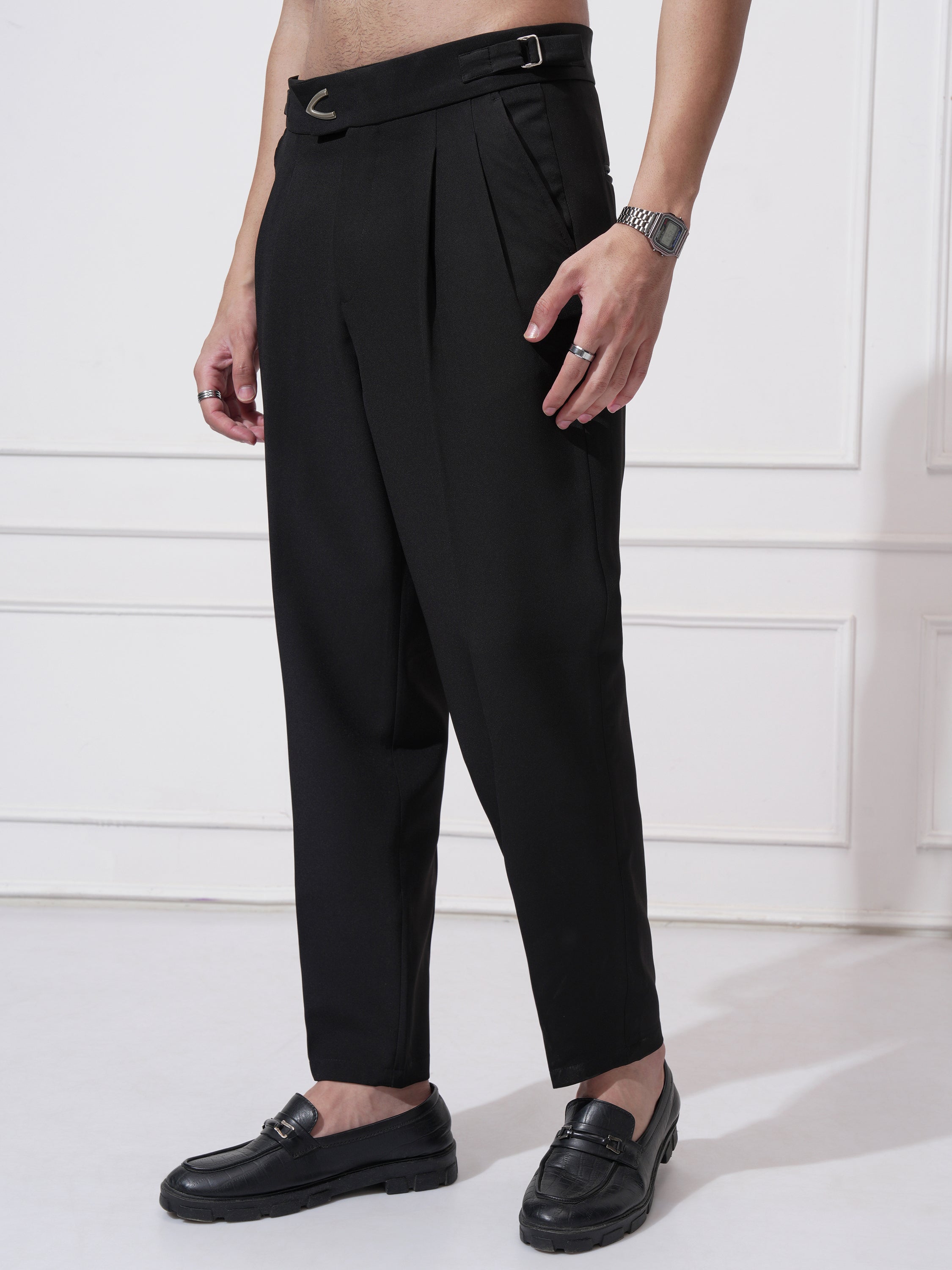 Highlander Men Black Regular Fit Solid Casual Trouser - Black - Image 4