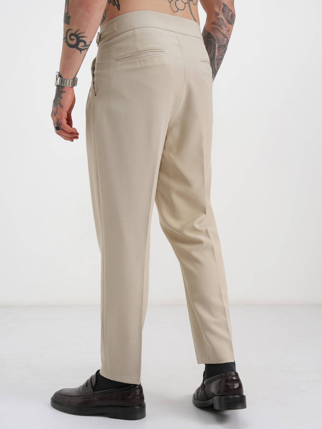 Highlander Men Beige Regular Fit Solid Chinos - Beige - Image 3