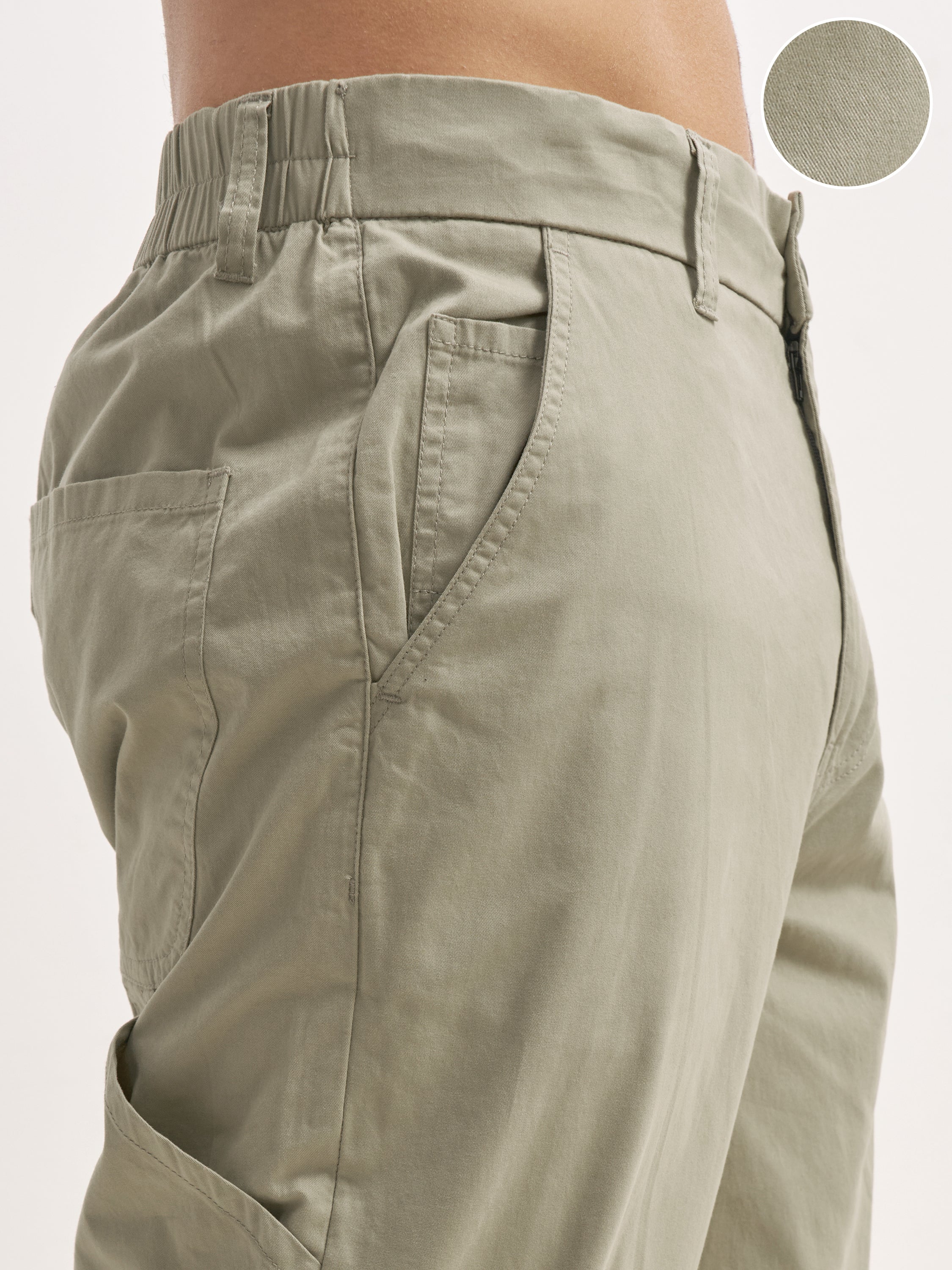 Highlander Men Olive Relaxed Fit Solid Cargos - Olive - Image 5