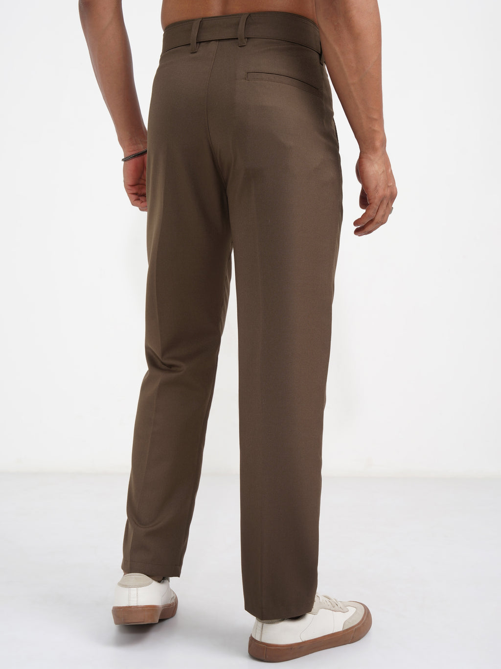 Highlander Men Brown Regular Fit Solid Korean Pant - Brown - Image 3