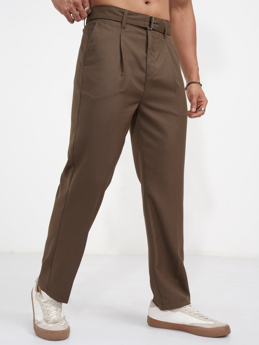 Highlander Men Brown Regular Fit Solid Korean Pant - Brown - Image 6