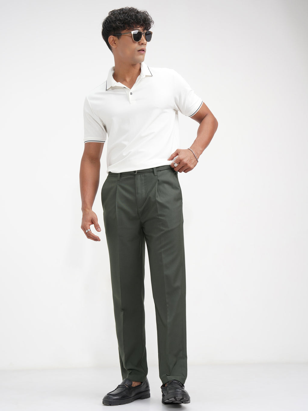 Highlander Men Green Regular Fit Solid Korean Pant - Green - Image 2