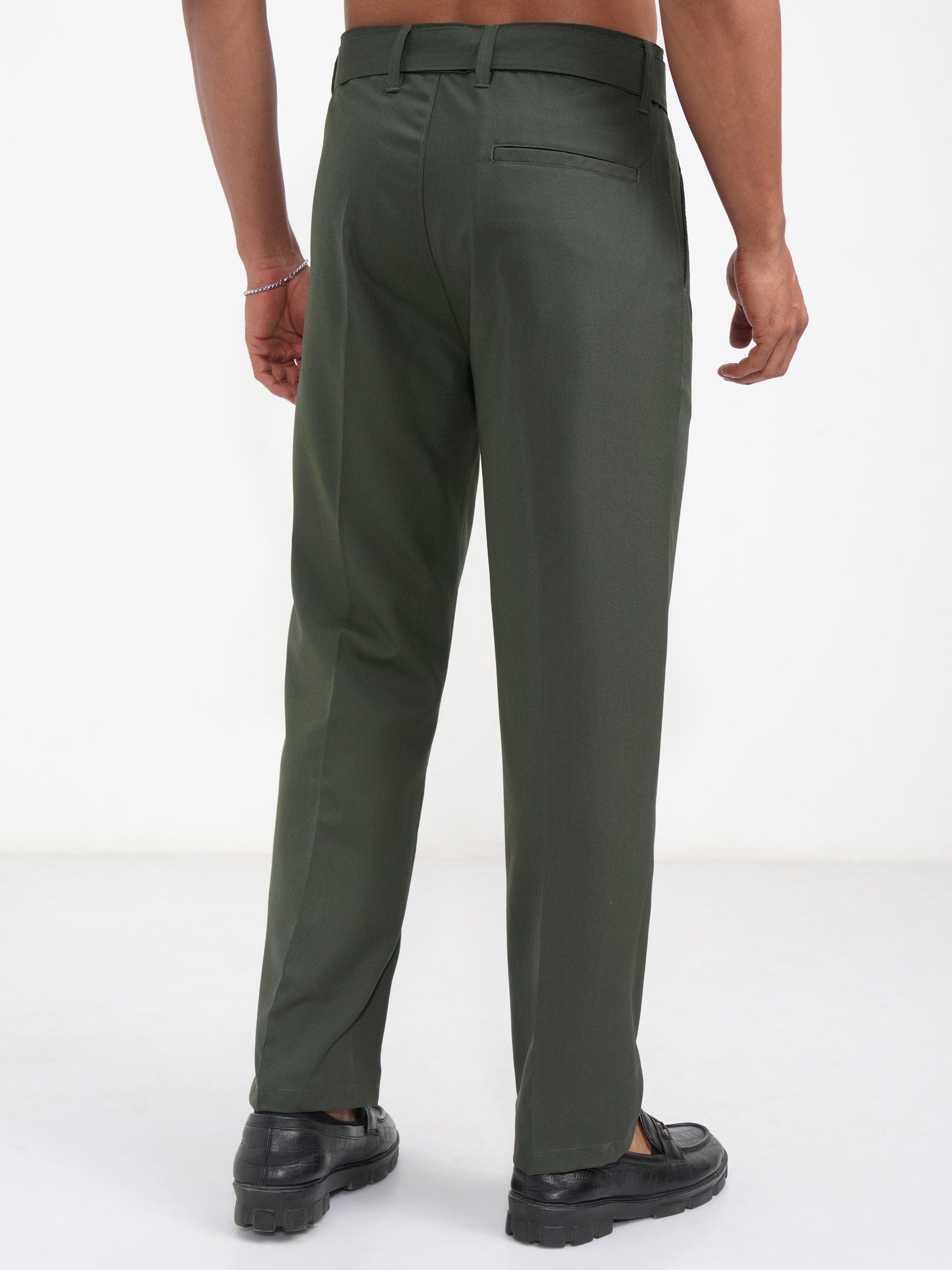 Highlander Men Green Regular Fit Solid Korean Pant - Green - Image 3