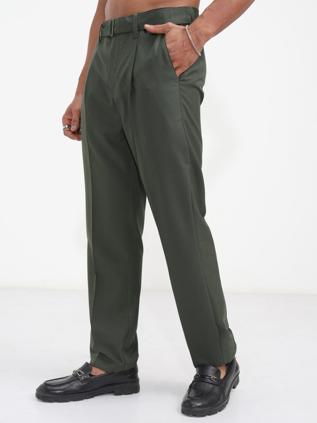 Highlander Men Green Regular Fit Solid Korean Pant - Green - Image 4