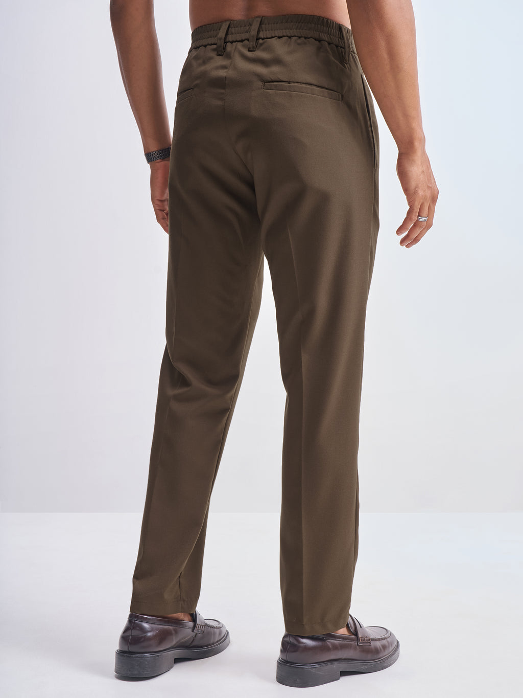 Highlander Men Brown Relaxed Fit Solid Formal Trouser - Brown - Image 3