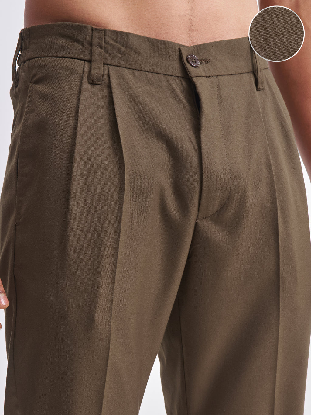 Highlander Men Brown Relaxed Fit Solid Formal Trouser - Brown - Image 5