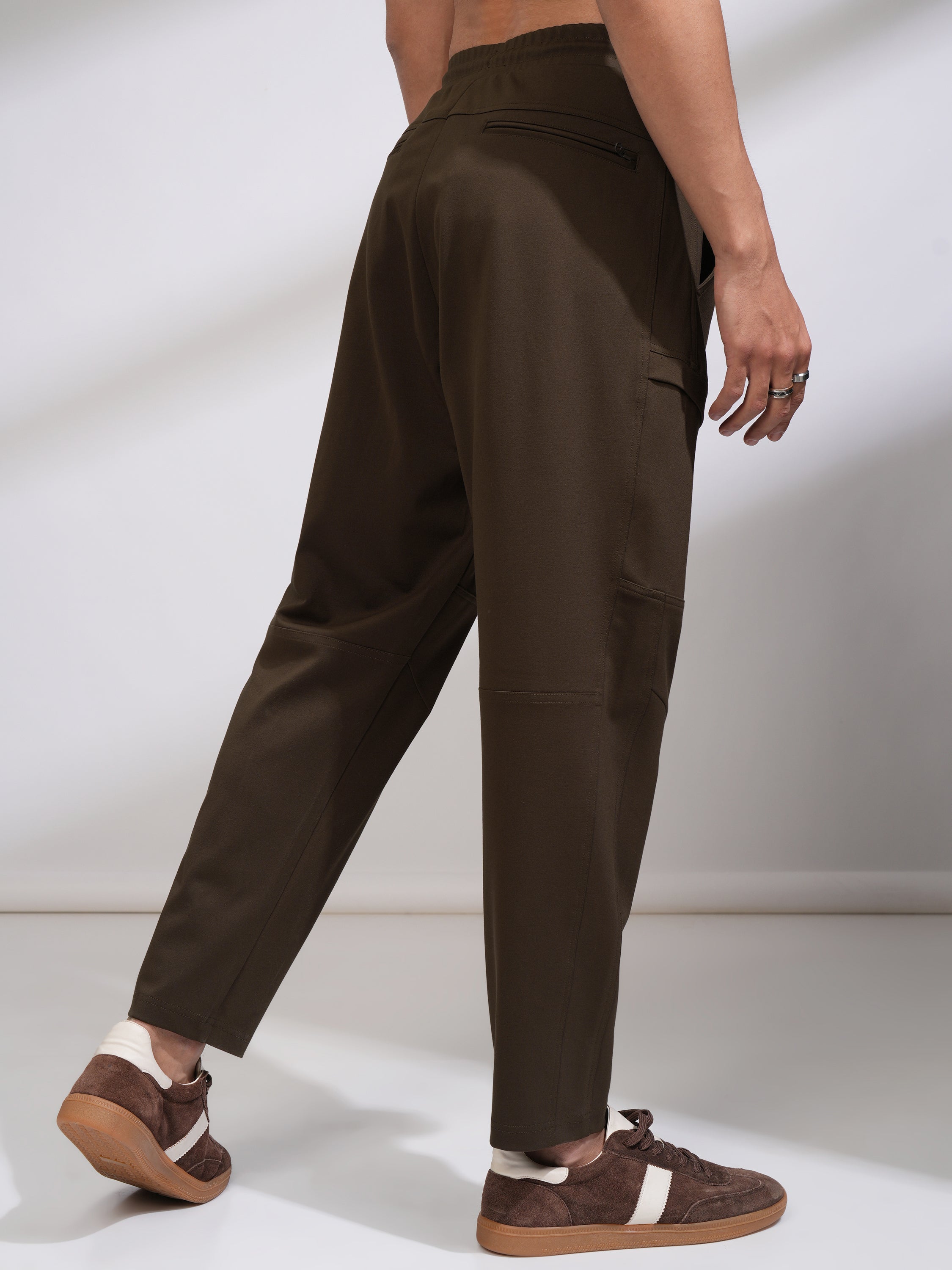 Highlander Men Brown Tapered Fit Solid Casual Trouser - Brown - Image 3