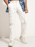 Highlander Men White Straight Fit Solid Cargo - White - Image 1