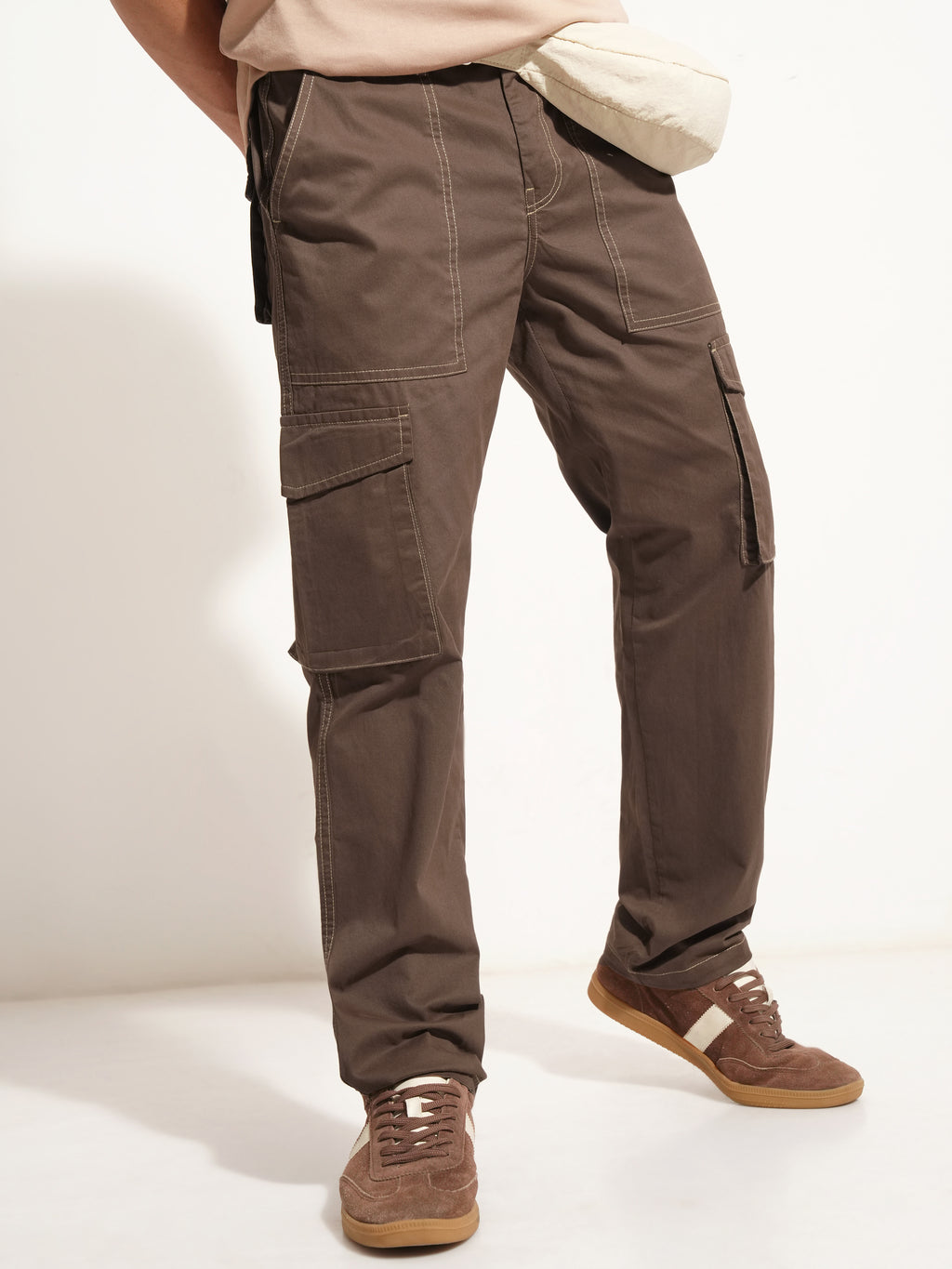 Highlander Men Brown Straight Fit Solid Cargo - Brown - Image 1