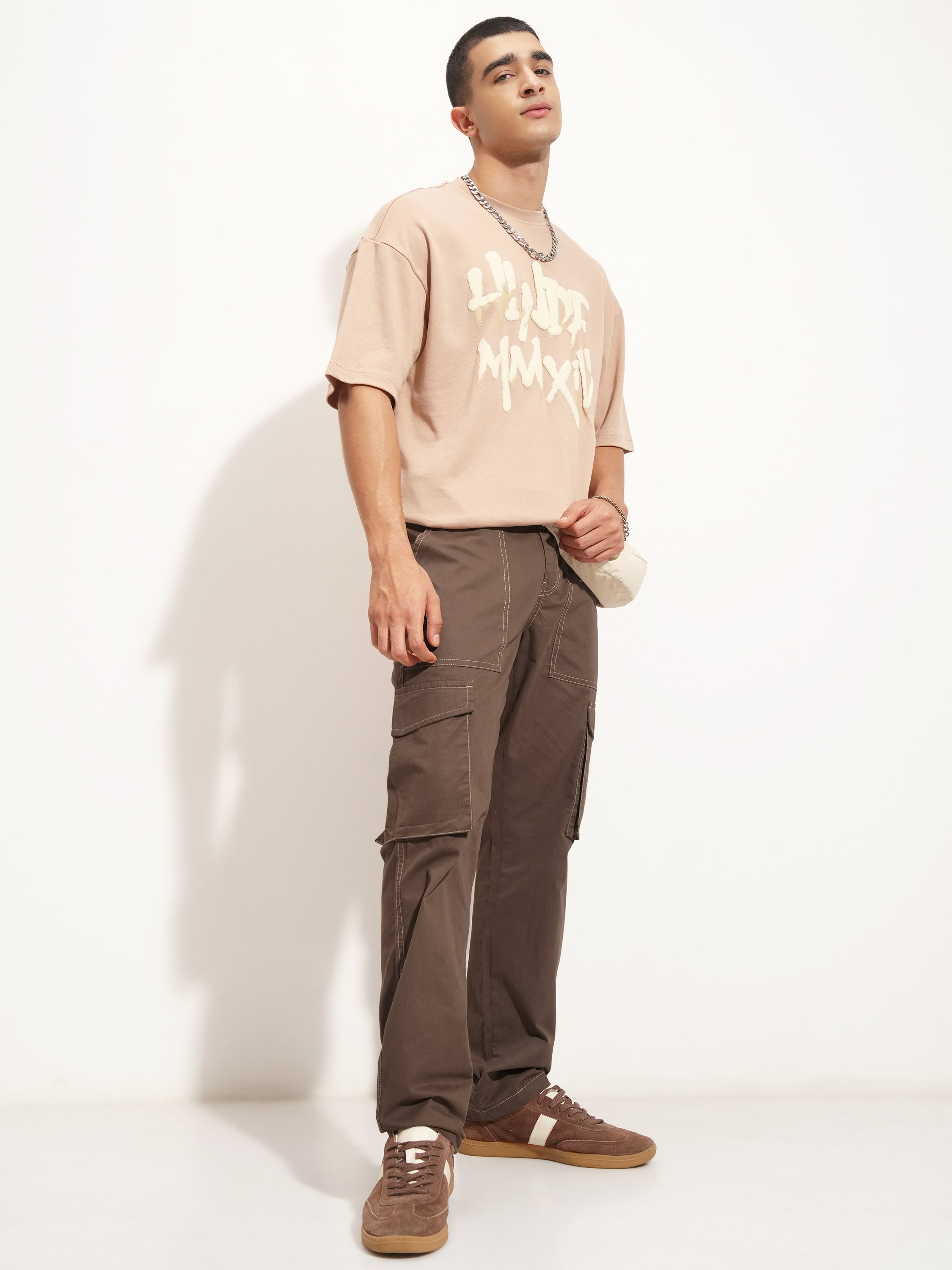 Highlander Men Brown Straight Fit Solid Cargo - Brown - Image 2