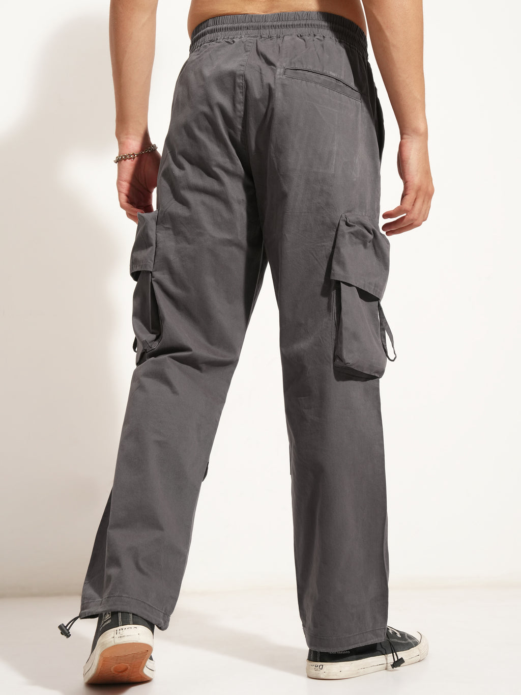 Highlander Men Grey Straight Fit Solid Cargo - Grey - Image 3