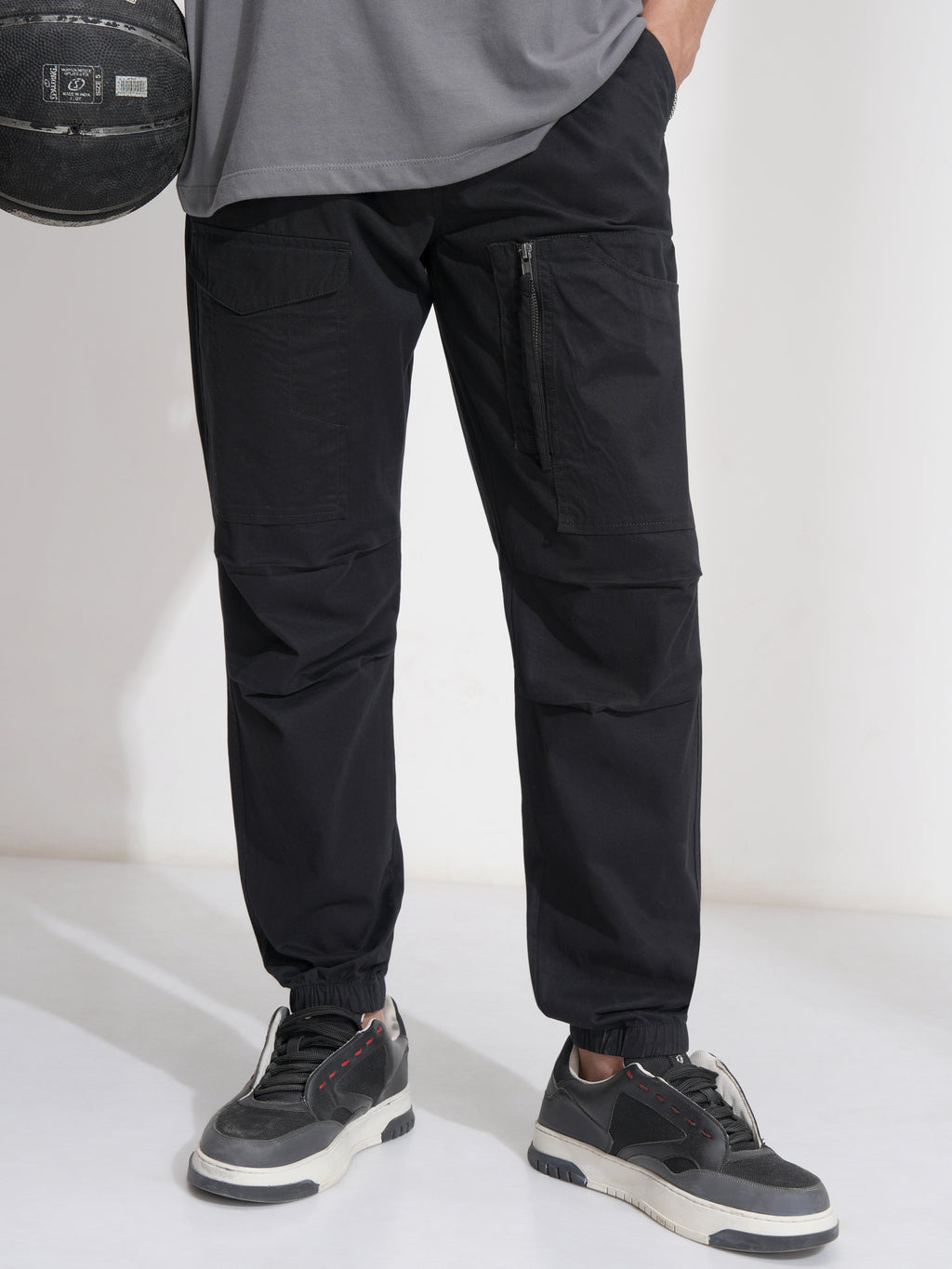 Highlander Men Black Straight Fit Solid Cargo - Black - Image 1