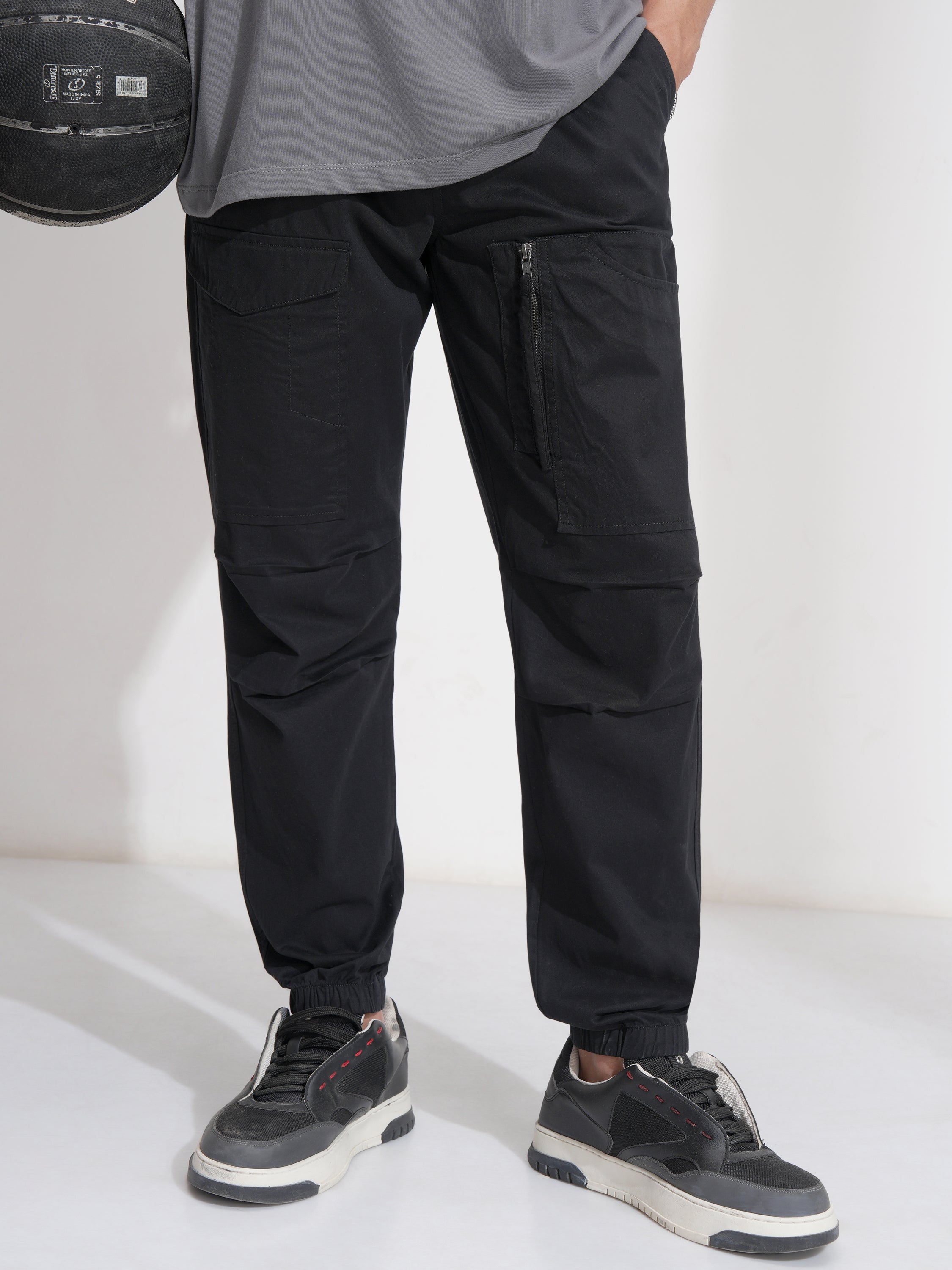Highlander Men Black Straight Fit Solid Cargo - Black - Image 1